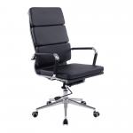 Avanti Bonded Leather High Back Swivel Armchair with Individual Back Cushions and Chrome Arms & Base - Black BCL/6003/BK