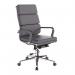 Avanti Bonded Leather High Back Swivel Armchair with Individual Back Cushions and Chrome Arms & Base - Grey BCL/6003/GY