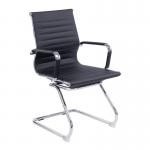 Contemporary Medium Back Bonded Leather visitor Chair with Chrome Frame - Black BCL/8003AV/BK