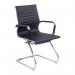 Contemporary Medium Back Bonded Leather visitor Chair with Chrome Frame - Black BCL/8003AV/BK