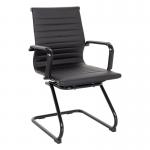 Contemporary Medium Back Bonded Leather visitor Chair with Black Frame - Black BCL/8003AV/BK-BK