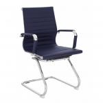 Aura Contemporary Medium Back Bonded Leather Visitor Chair with Chrome Frame - Blue BCL/8003AV/BL