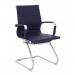 Aura Contemporary Medium Back Bonded Leather Visitor Chair with Chrome Frame - Blue BCL/8003AV/BL