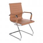 Aura Contemporary Medium Back Bonded Leather Visitor Chair with Chrome Frame - Coffee Brown BCL/8003AV/BW