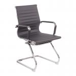 Aura Contemporary Medium Back Bonded Leather Visitor Chair with Chrome Frame - Grey BCL/8003AV/GY