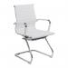 Aura Contemporary Medium Back Bonded Leather Visitor Chair with Chrome Frame - White BCL/8003AV/WH