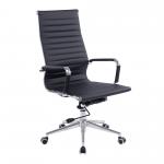 Aura Contemporary High Back Bonded Leather Executive Armchair with Chrome Base - Black BCL/9003/BK