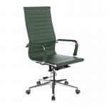 Aura Contemporary High Back Bonded Leather Executive Armchair with Chrome Base - Forest Green BCL/9003/FGN