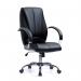 Hastings High Back Bonded Leather Manager Chair with Mesh Panel Detailing, Padded and Upholstered Chrome Fixed Arms and Chrome Base - Black BCL/B425/BK