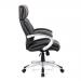 Cloud High Back Leather Faced Manager Chair with Satin Silver Finish to Armrests and Base - Black BCL/C335/BK