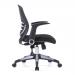Graphite Designer Medium Back Task Chair with Folding Arms and Stylish Back Panelling - Black BCM/F560/BK