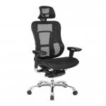 Aztec High Back Synchronous Mesh Designer Executive Chair with Adjustable Headrest and Chrome Base - Black BCM/H222/BK
