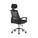 High Back Mesh Chair with Height Adjustable Headrest & Fixed Sturdy Arms - Black BCM/H700/BK