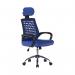 High Back Mesh Chair with Height Adjustable Headrest & Fixed Sturdy Arms - Blue BCM/H700/BL