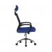 High Back Mesh Chair with Height Adjustable Headrest & Fixed Sturdy Arms - Blue BCM/H700/BL