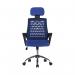 High Back Mesh Chair with Height Adjustable Headrest & Fixed Sturdy Arms - Blue BCM/H700/BL