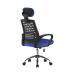 High Back Mesh Chair with Height Adjustable Headrest & Fixed Sturdy Arms - Blue BCM/H700/BL