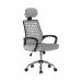 High Back Mesh Chair with Height Adjustable Headrest & Fixed Sturdy Arms - Grey BCM/H700/GY