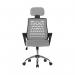 High Back Mesh Chair with Height Adjustable Headrest & Fixed Sturdy Arms - Grey BCM/H700/GY