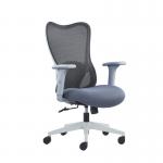 High Back Mesh Chair with Adjustable Lumbar Support, Arms & Moulded Foam Seat - Grey BCM/J375/GY