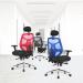 Polaris High Back Mesh Synchronous Executive Armchair with Adjustable Headrest and Chrome Base - Red/Black BCM/K113/RD
