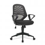 Lattice Mesh Back Operator Armchair with Fluted Black Nylon Base - Black BCM/K116/BK