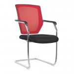 Nexus Medium Back Two Tone Designer Mesh Visitor Chair with Sculptured Lumbar, Spine Support and Integrated Armrests - Red BCM/K512V/RD