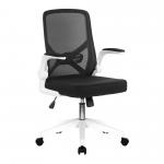 Oyster Folding Mesh Chair with Upholstered Folding Arms, White Shell and White Nylon Base - Black BCM/K523/WH-BK