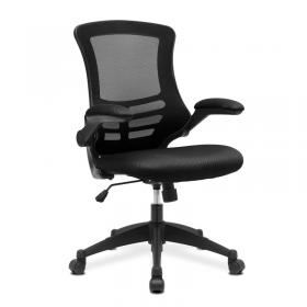 Nautilus Designs Luna Designer High Back Mesh Chair with Folding Arms - Black BCM/L1302/BK