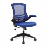 Luna Designer Medium Back Mesh Chair with Folding Arms - Blue BCM/L1302/BL