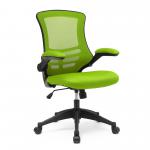 Luna Designer Medium Back Mesh Chair with Folding Arms - Green BCM/L1302/GN