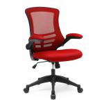 Luna Designer Medium Back Mesh Chair with Folding Arms - Red BCM/L1302/RD