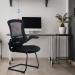 Luna Designer Medium Back Mesh Cantilever Chair with Black Shell, Black Frame and Folding Arms - Black BCM/L1302V/BK