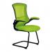 Luna Designer Medium Back Mesh Cantilever Chair with Black Shell, Black Frame and Folding Arms - Green BCM/L1302V/GN
