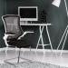 Luna Designer Medium Back Mesh Cantilever Chair with White Shell, Chrome Frame and Folding Arms - Black BCM/L1302V/WHBK