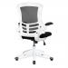 Luna Designer Medium Back Mesh Chair with White Shell and Folding Arms - Black BCM/L1302/WH-BK
