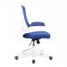 Luna Designer Medium Back Mesh Chair with White Shell and Folding Arms - Blue BCM/L1302/WH-BL