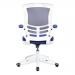 Luna Designer Medium Back Mesh Chair with White Shell and Folding Arms - Blue BCM/L1302/WH-BL