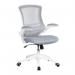 Luna Designer High Back Mesh Chair with White Shell and Folding Arms - Grey BCM/L1302/WH-GY