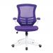 Luna Designer Medium Back Mesh Chair with White Shell and Folding Arms - Purple BCM/L1302/WH-PL