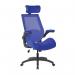 Resolute High Back Mesh Chair with High 28 Stone Weight Capacity, Deep Moulded Seat Foam, Folding Arms and Headrest, Certified for 24 Hour Use – Blue BCM/L1305/BL