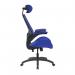 Resolute High Back Mesh Chair with High 28 Stone Weight Capacity, Deep Moulded Seat Foam, Folding Arms and Headrest, Certified for 24 Hour Use – Blue BCM/L1305/BL