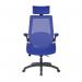 Resolute High Back Mesh Chair with High 28 Stone Weight Capacity, Deep Moulded Seat Foam, Folding Arms and Headrest, Certified for 24 Hour Use – Blue BCM/L1305/BL