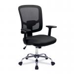 Crusader High Back Mesh Armchair with Black Frame and Chrome Base BCM/S550/BK