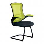 Luna Designer Two Tone High Back Mesh Cantilever Chair with Black Shell, Black Frame and Folding Arms - GreenBlack BCM/T1302V/GN