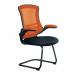 Luna Designer Two Tone High Back Mesh Cantilever Chair with Black Shell, Black Frame and Folding Arms - OrangeBlack BCM/T1302V/OG