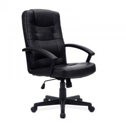 Nautilus Designs Darwin High Back Leather Effect Executive Armchair with Integral Headrest - Black BCP/1007/PU/BK