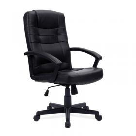 Nautilus Designs Darwin High Back Leather Effect Executive Armchair with Integral Headrest - Black BCP/1007/PU/BK