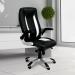 Friesian High Back Executive Chair with Folding Arms and Satin Chrome Base - Black and White BCP/4025/BWH