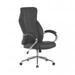 High Back Leather Faced Executive Armchair with S Style Ergonomic Backrest & PU Padded Chrome Armrests BCP/G312/BK